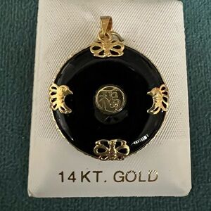 Elegant Black and Gold Jade Pendant